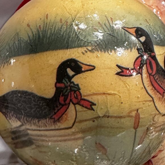 5 Paper Decoupage Christmas Ornaments Floral/Goose - Picture 9 of 9